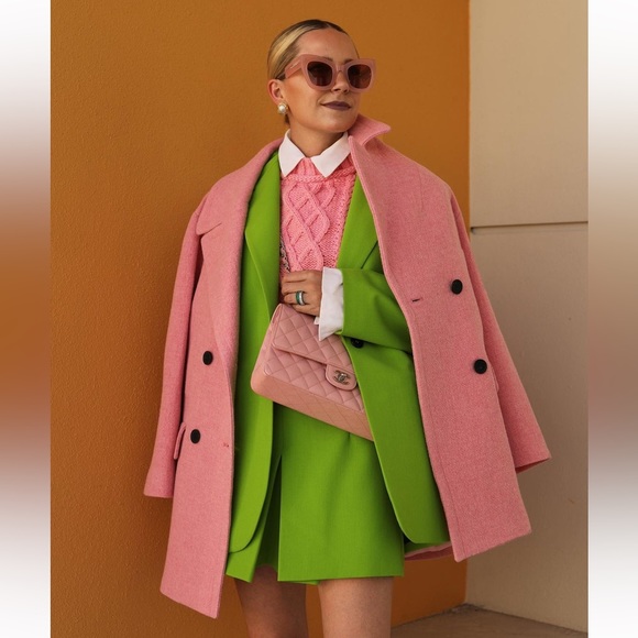 ZARA 2 PIECE LIME GREEN DOUBLE BREASTED BLAZER AND SKORT - Picture 11 of 11